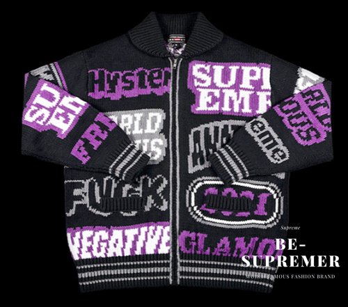 Supreme HYSTERIC GLAMOUR Logos Zip Up Sweater セーター ブラック ...