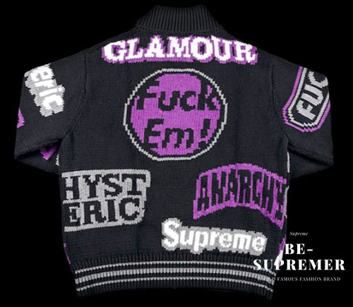 Supreme HYSTERIC GLAMOUR Logos Zip Up Sweater セーター ブラック