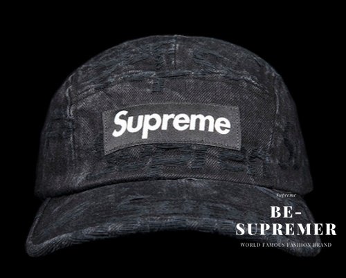 新品　supreme frayed logos denim camp cap