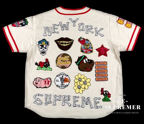 Supreme Patches Denim Baseball Jersey Tシャツ ナチュラル新品の通販