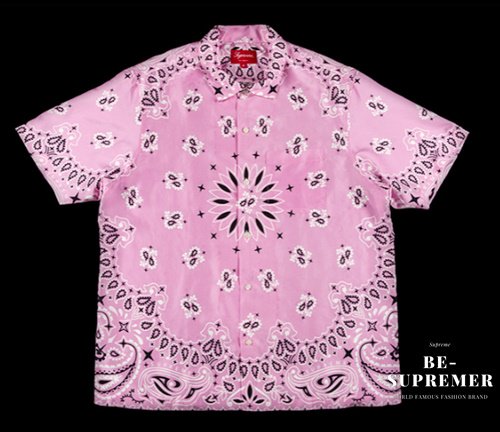 supreme bandana silk shirt pink ペイズリーシャツ