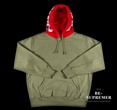 Supreme Contrast Hooded Sweatshirt パーカーライトオリーブ 新品通販 - Be-Supremer