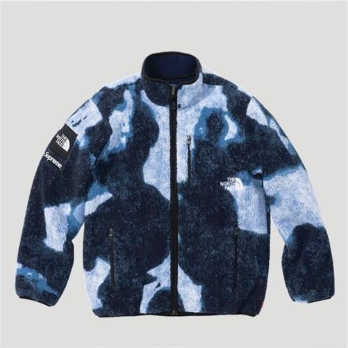 Supreme The North Face Bleached Denim Print Fleece Jacket ...