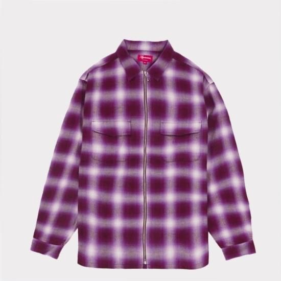 supreme Shadow Plaid Flannel ZipUp Shirt