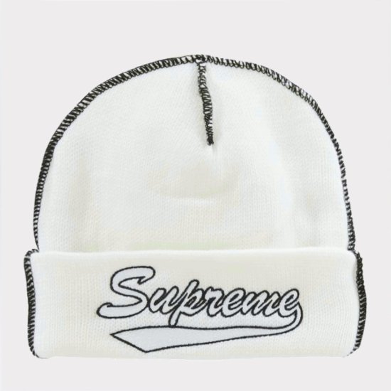 supreme ビーニー　ニット帽　ホワイト