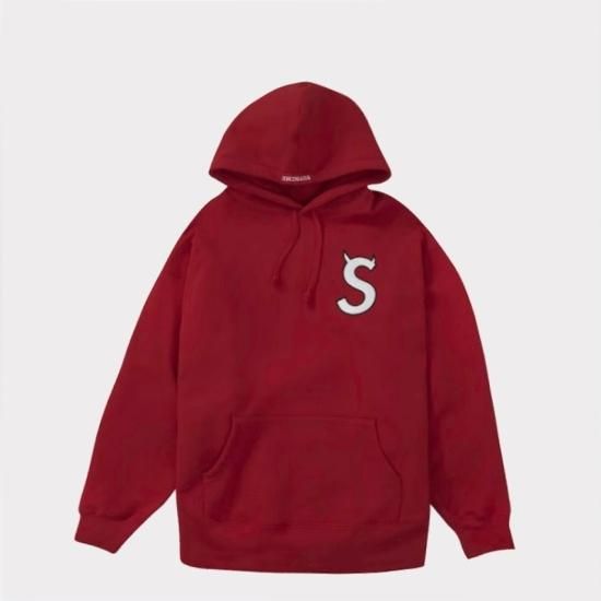 SUPREME スウェットパーカー S ラインストーン スクリプトロゴ