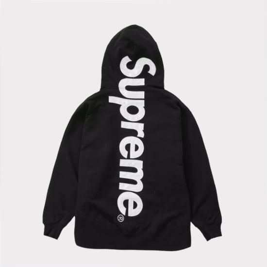 Supreme 2022AW Satin Applique Hooded Sweatshirt パーカー ブラック