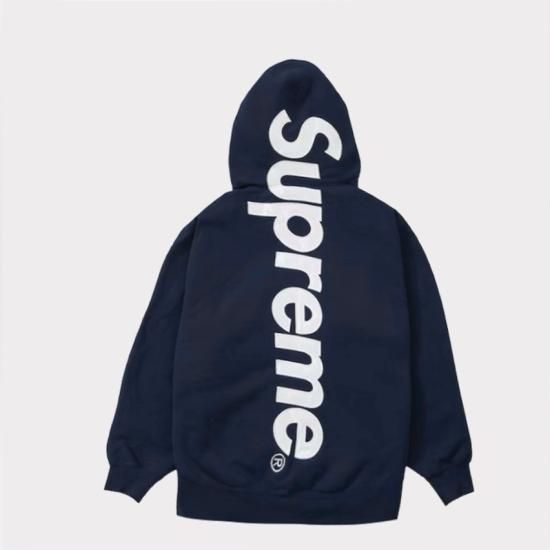 Supreme 2022AW Satin Applique Hooded Sweatshirt パーカー ネイビー ...