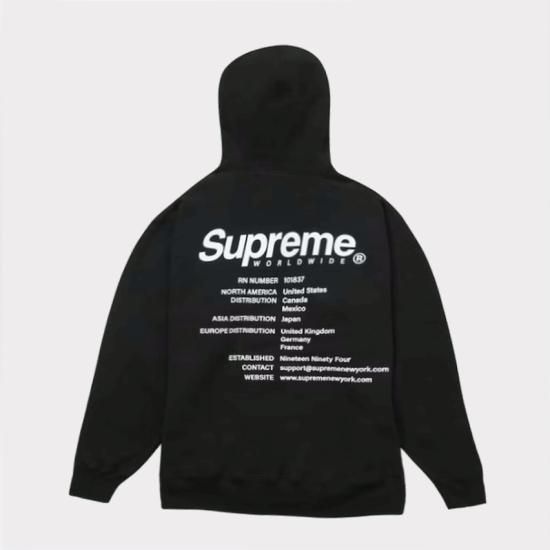 Supreme 2023SS Worldwide Hooded Sweatshirt パーカー ブラック新品通販 - Be-Supremer