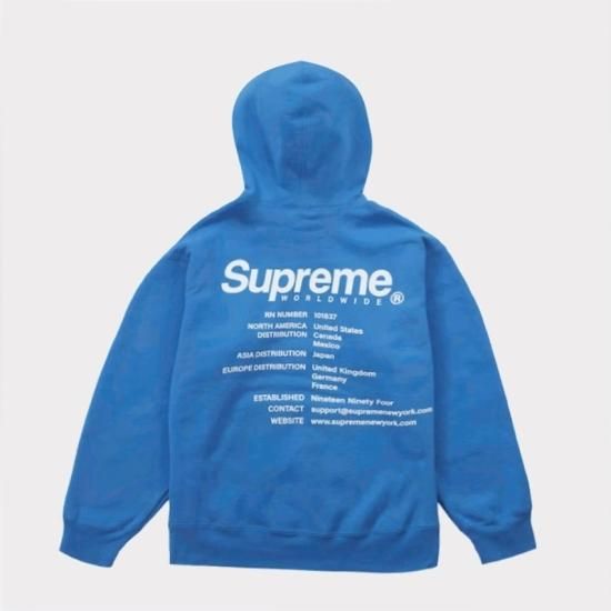 Supreme Worldwide Hooded ブルー M