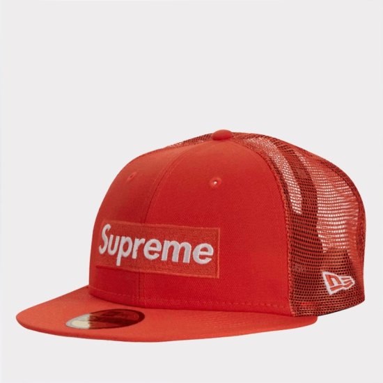 23SS Supreme Box Logo Mesh Back New Era Cap 帽子キャップ オレンジ