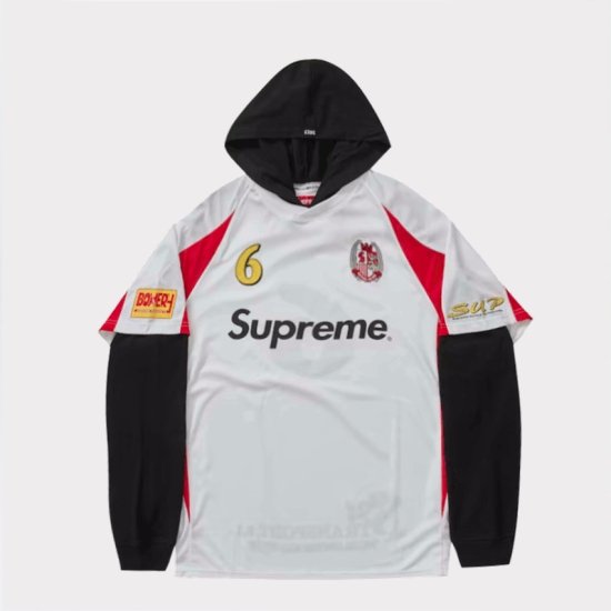 【Supreme通販専門店】Supreme(シュプリーム) Hooded Soccer Jersey Ｔシャツ ホワイト新品の通販 -  Be-Supremer
