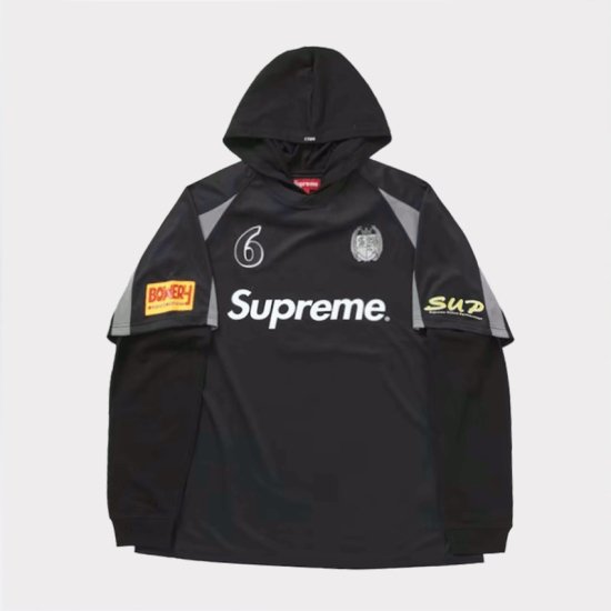 Supreme Hooded Soccer Jersey Black xl
