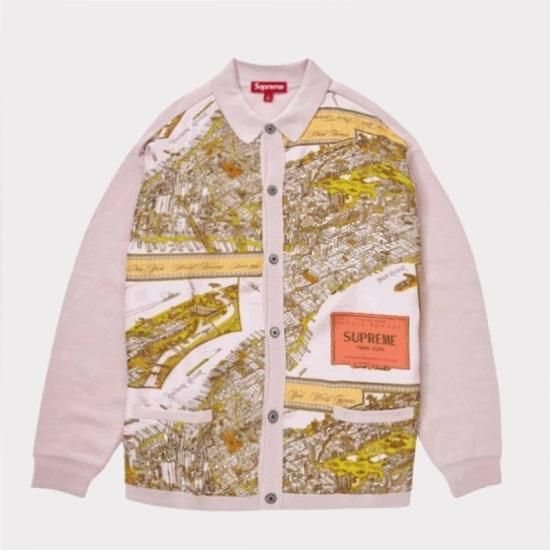 Supreme シュプリーム 23AW Silk Map Cardigan シルクマップカーディガン ピンク | ブランド名: Supreme |  商品名: 23AW Silk Map Cardigan - Supreme(シュプリーム)オンライン通販専門店 Be-Supremer ll