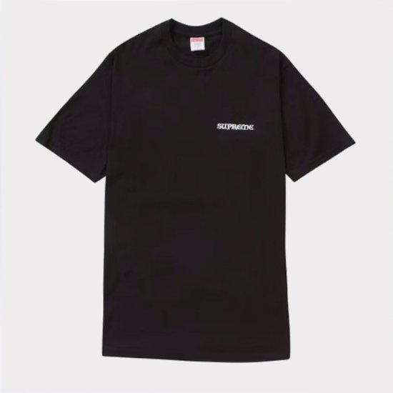 L 黒 Supreme Overprint Knockout S/S Top
