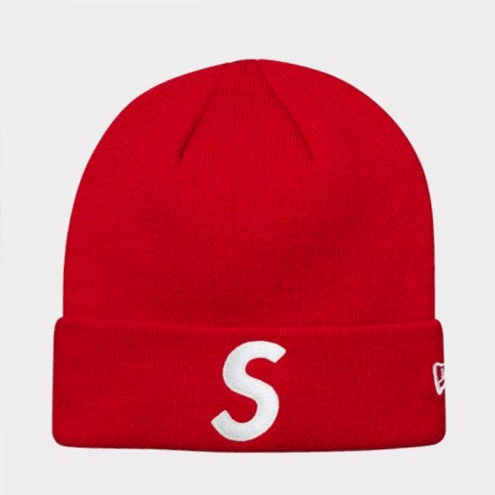 supreme 17fw newera s logo beanie black帽子