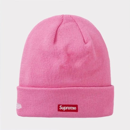 supreme×ニューエラのコラボニット帽のピンク