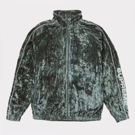 メンズM 青 Supreme Crushed Velvet Track Jacket