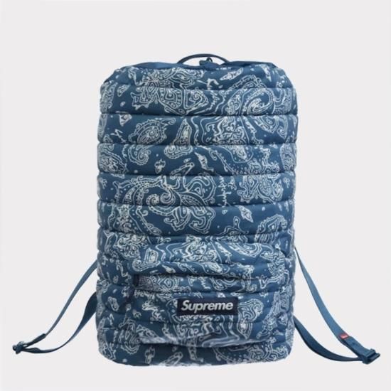 【新品】Supreme Puffer Backpack Blue Paisley