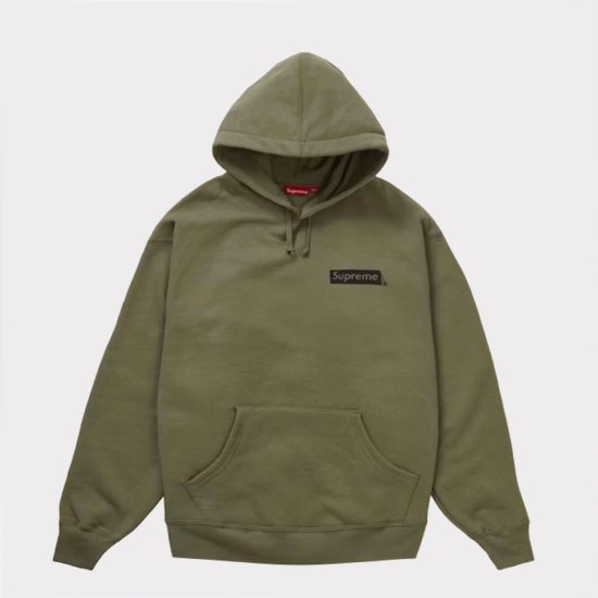 新品　supreme contrast hoodie light olive