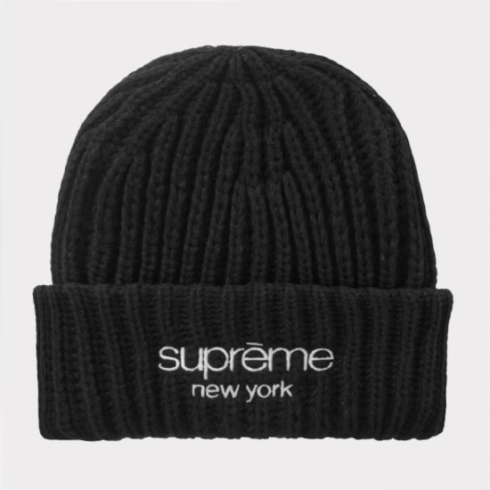 Supreme シュプリーム 2023AW Classic Logo Chunky Ribbed Beanie クラシックロゴチャンキーリブドビーニー  ニット帽 ブラック 黒 | 最新のストリートファッションアイテム - Supreme(シュプリーム)オンライン通販専門店 Be-Supremer