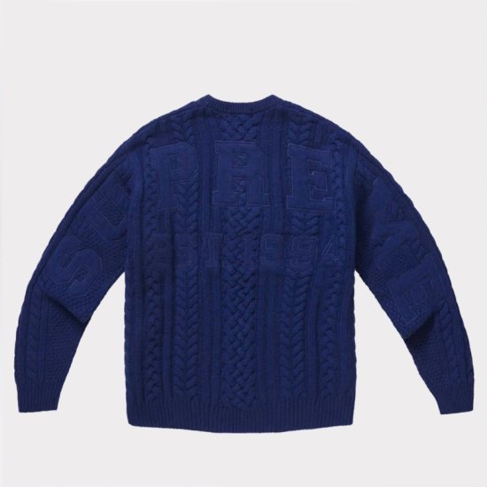 Supreme Applique Cable Knit Sweater Navy