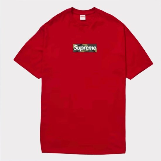 BLACK黒 L Supreme カモフラ Box ロゴ Tシャツ