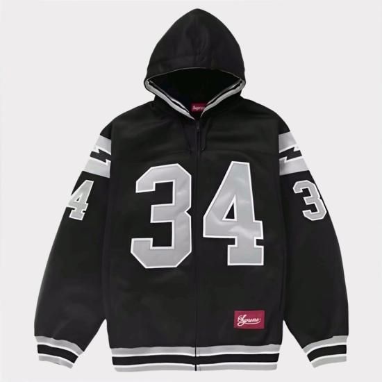 Supreme 2024SS Football Zip Up Hooded Sweatshirt | フットボールジップアップフードスウェットパーカー  ブラック 黒 - Supreme(シュプリーム)オンライン通販専門店 Be-Supremer