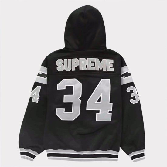 Supreme 2024SS Football Zip Up Hooded Sweatshirt | フットボールジップアップフードスウェットパーカー  ブラック 黒 - Supreme(シュプリーム)オンライン通販専門店 Be-Supremer