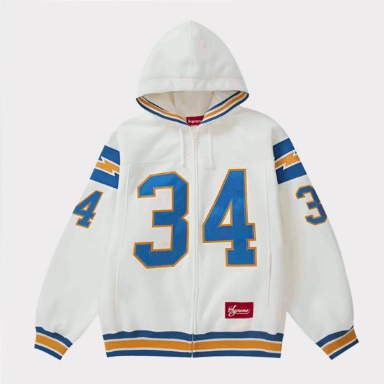 Supreme 2024SS Football Zip Up Hooded Sweatshirt | フットボールジップアップフードスウェットパーカー  | ホワイト 白 - Supreme(シュプリーム)オンライン通販専門店 Be-Supremer