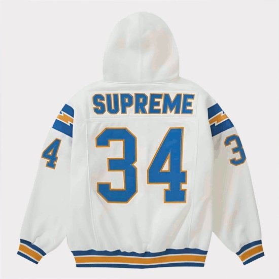 Supreme 2024SS Football Zip Up Hooded Sweatshirt | フットボールジップアップフードスウェットパーカー  | ホワイト 白 - Supreme(シュプリーム)オンライン通販専門店 Be-Supremer