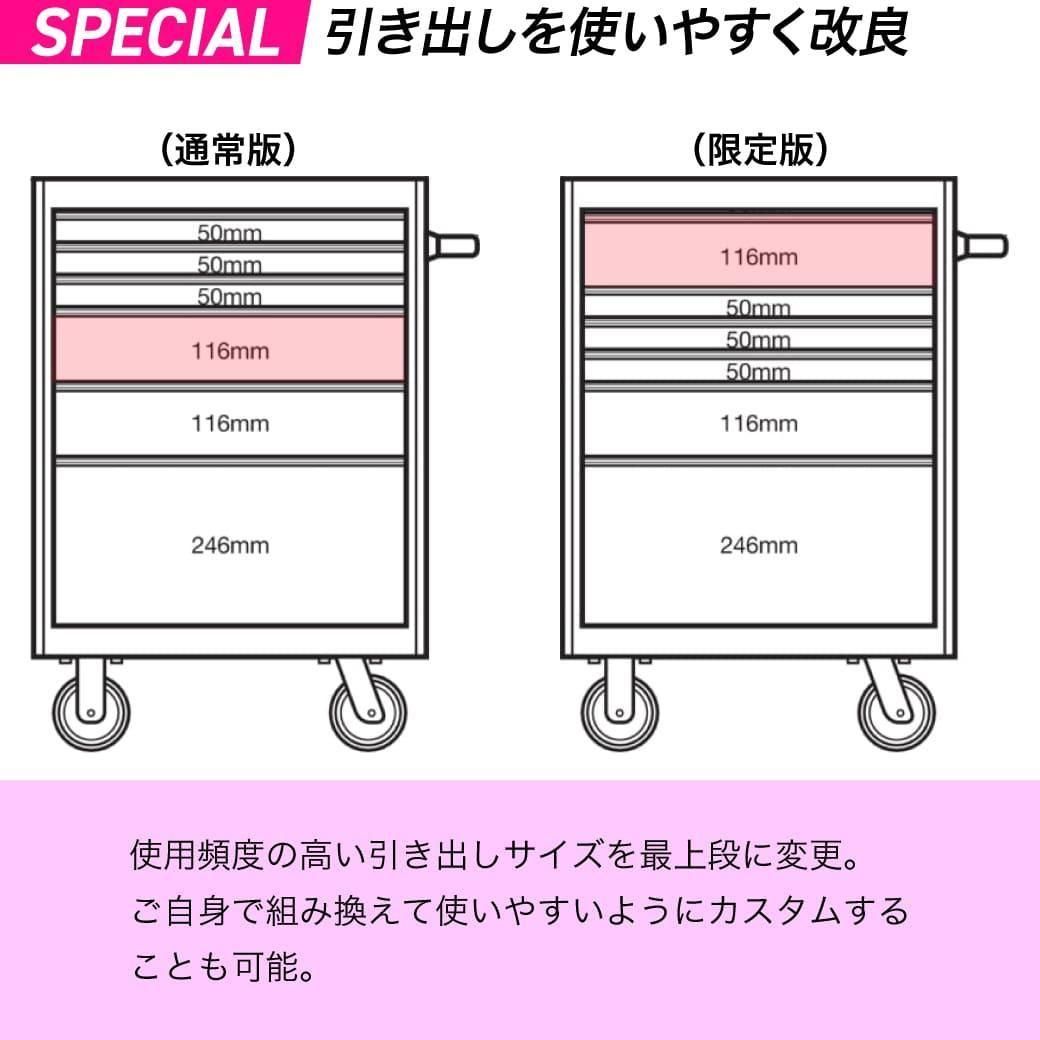 先行販売 BAHCO史上初のピンク】E72ツールキャビネット 引き出し6段