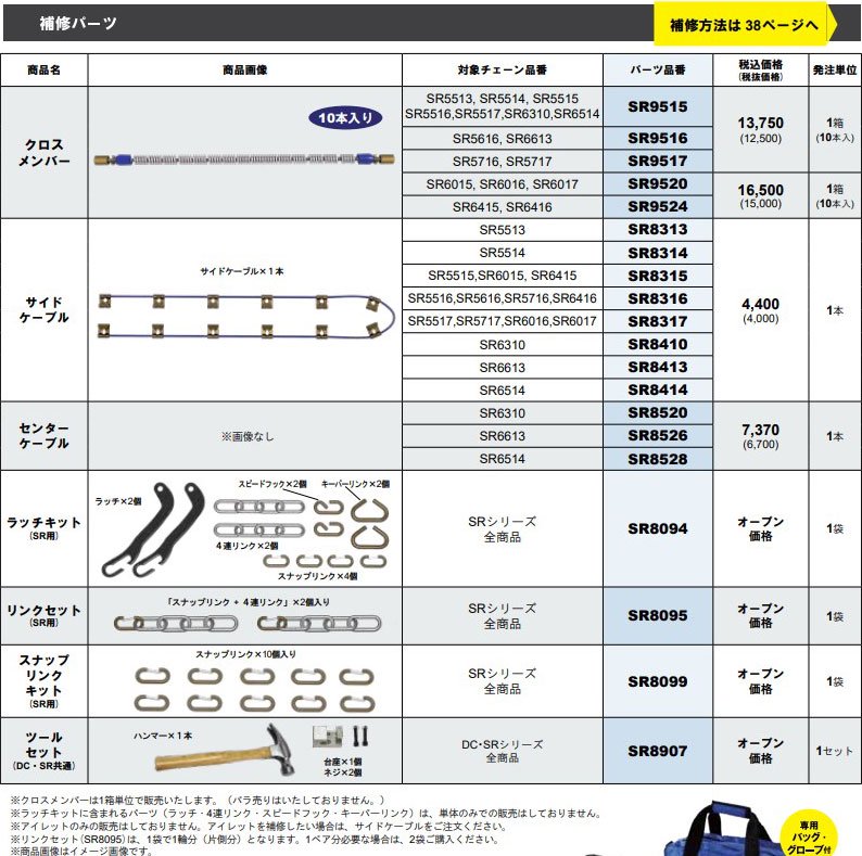 SCC JAPAN|DC560|2ペア(チェーン4本)タイヤ8本分|トリプル(ダブルタイヤ) |大型トラック・バス用 ケーブルチェーン - 3