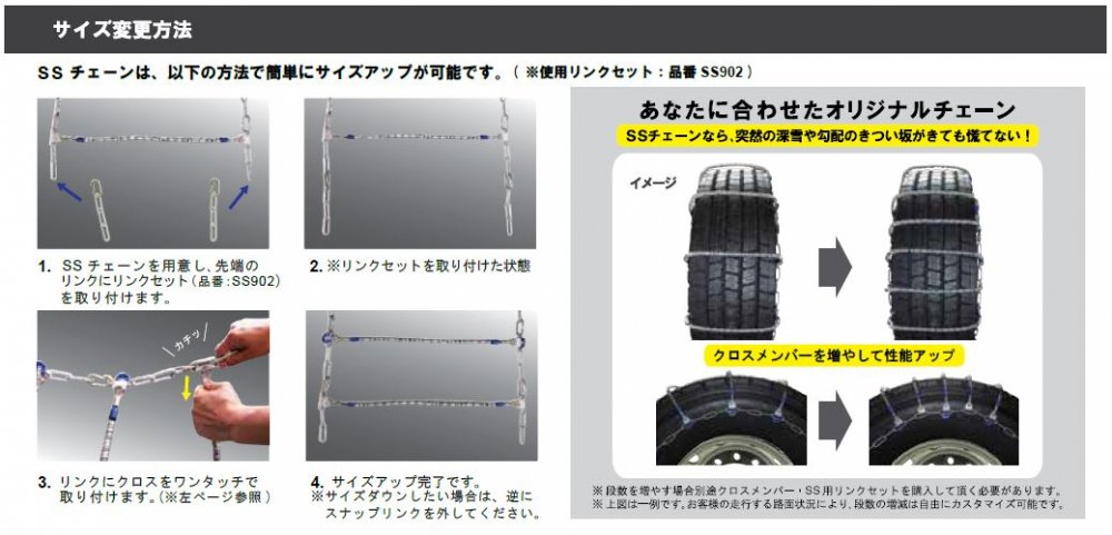 SCC JAPAN|ZC145|10ペア(タイヤ20本分)|ORクレーン車用|ケーブルチェーン ラフター スプリング 滑り止め - 3