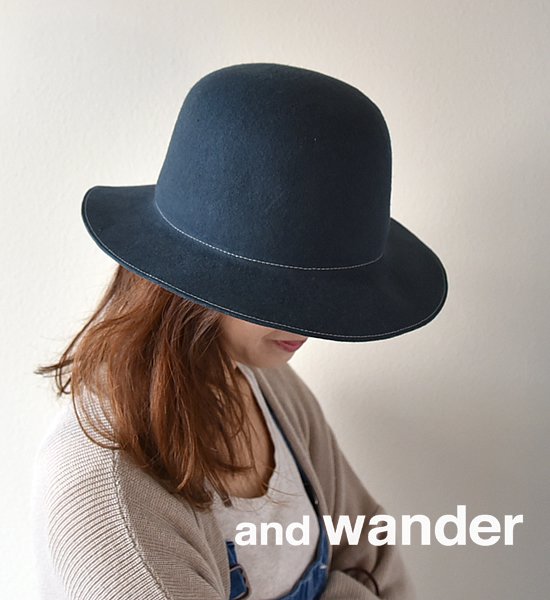 男女兼用and wanderアンドワンダーwool felt hat