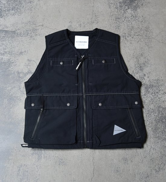 and wander アンドワンダー laser hole nylon taffeta vest yosemite