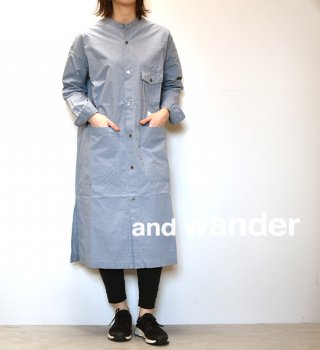 【and wander】アンドワンダー women's CORDURA typewriter long shirt 
