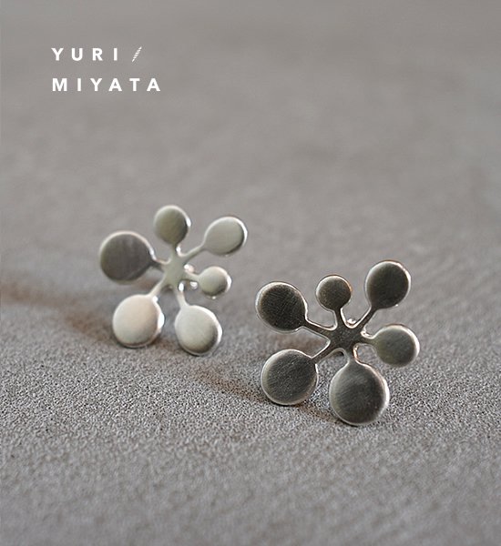 YURI/MIYATA ミヤタ ユリ Pierce Leaf /Circle L Silver 02 ピアス