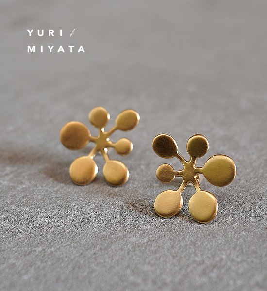 YURI/MIYATA ミヤタ ユリ Pierce Leaf /Circle L Gold 02 ピアス