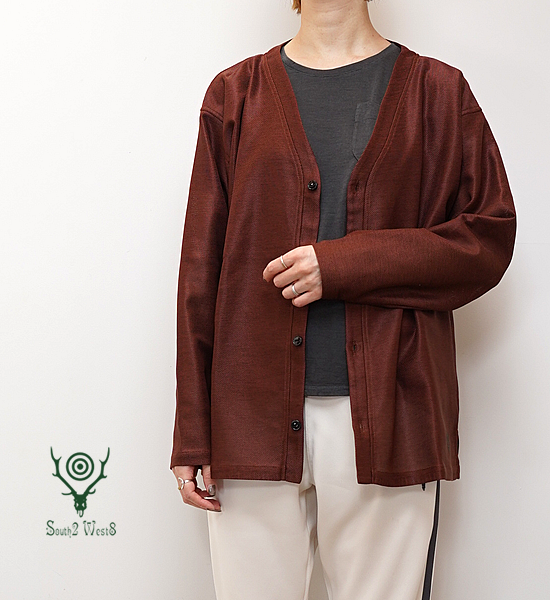 【South2 West8】サウスツーウエストエイト S.S. V Neck Cardigan-PE/C Leno Cloth 