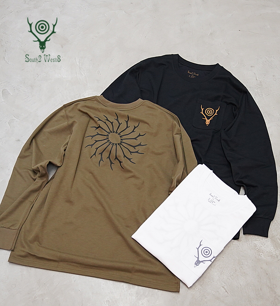 【South2 West8】サウスツーウエストエイト L/S Round Pocket Tee-Circle Horn 