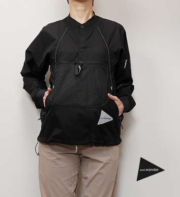 【and wander】アンドワンダー women's breath rip pullover jacket 