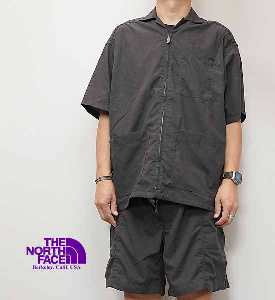 【THE NORTH FACE PURPLE LABEL】ノースフェイスパープルレーベル men's Polyester Linen Field H/S Zip Shirt 