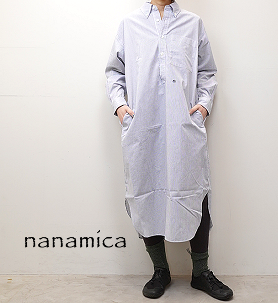 nanamica ナナミカ Button Down Stripe Wind Shirt Dress Yosemite