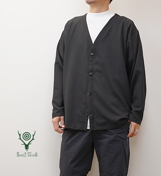 【South2 West8】サウスツーウエストエイト S.S. V Neck Cardigan-Poly Oxford 