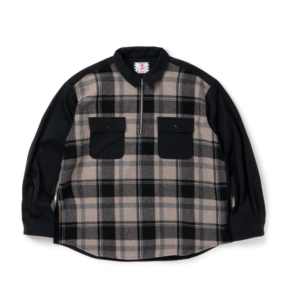 Half Zip Panel Check Shirt