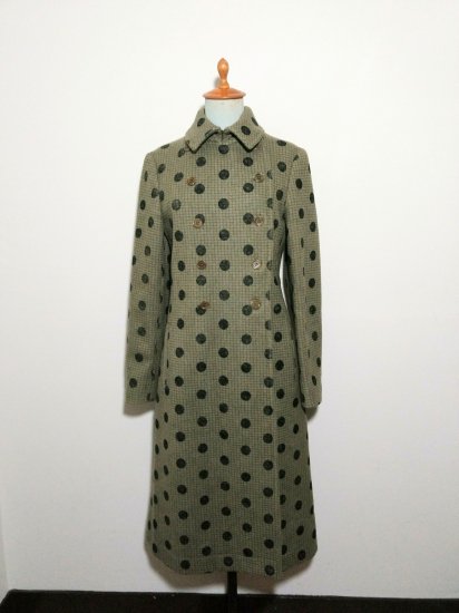 1997 MIU MIU Olive Green Polkadots Wool Coat - DESPERATE LIVING