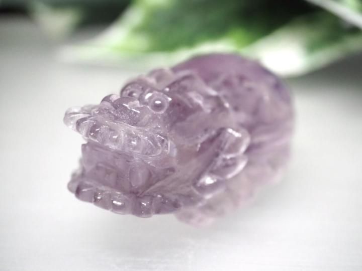透明感抜群☆風水財運置物☆ブラジル産 アメジスト 龍亀【ロングイ
