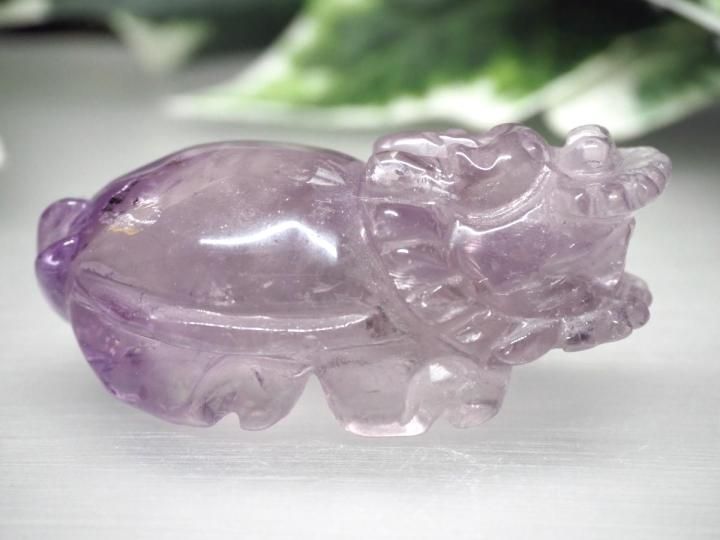 超透明　風水用　ブラジル産天然クリスタル龍亀！！(虹多い)ロングイ　風水 置き 龍亀（ロングイ）天然水晶【約298.4g】◇透明・美品・正財運を高める