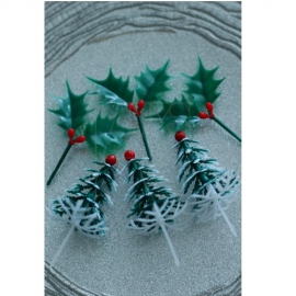 クリスマスツリー＆柊ピック6本セット